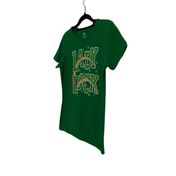 Lady Luck Cotton Short Sleeve Shamrock St Patrick's Day Rainbow T-Shirt - Picture 4 of 7